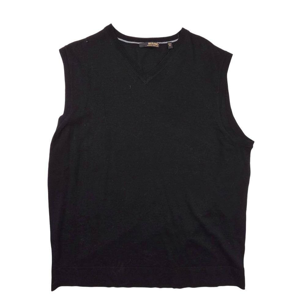 Murano 100% Merino Black‎ Wool Pullover Sweater Vest Vintage Men's Size XL